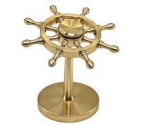 XQIGI Brass Spinner Ship Wheel, Kinetic Desk Toy Spin with Stand, High Speed Bearing Metal Hand Spinners Anxiety Finger Tabletop Toys Gyro （Small）