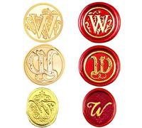 XQIGI Wax Seal Stamp Alphabet Initial W, 3 Pieces Classic Brass Stamps Head European Medieval Style Vintage Personalized for Letters Cards Invitations Christmas Card Love Letter Gift (Letter W)