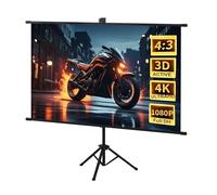 XQJLBZA 60/72 in Portable Projector Screen with-Stand, 4:3 4K HD 3D Anti-Crease Rear Front Movie Screen, Support 2 Sided Projection, for Backyard Movie Night(60in/4:3)
