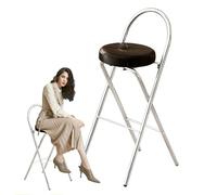 XQJLBZA Padded Folding Bar Stool with Backrest and Footrest, 22/24/26/28/30 Inch Breakfast Kitchen High Chair Seat for Adults with Metal Frame(Black,60cm/24inch)