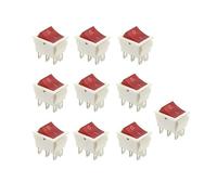 XQJVDGFRY 10Pcs White-Red 6PIN 31x25mm KCD4 Rocker Switch ON-Off 2 Position with Light Power Switchs
