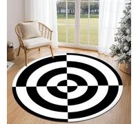 XQKXHZ 3D Circular Halloween Rugs Indoor Illusion Play Room Rug,Modern Round Entryway Rug,Black and White geometric Washable Area Rugs for Living Room Bedroom Lounge Office Halloween Decor,E,90cm