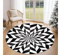 XQKXHZ 3D Circular Halloween Rugs Indoor Illusion Play Room Rug,Modern Round Entryway Rug,Black and White geometric Washable Area Rugs for Living Room Bedroom Lounge Office Halloween Decor,A,40cm