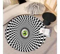 XQKXHZ 3D Illusion Halloween Rug Kitchen Non Slip Carpets and Rugs Black and White Circular Rugs Soft Round Play Rug, Washable Mats for Livingroom Entryway Bedroom Lounge Office,A,40cm