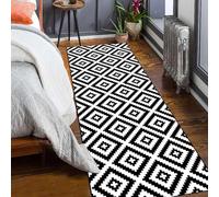 XQKXHZ Black and White Runner Rug,Washable Hallway Runner Rugs,Non-Slip Low-Pile Soft Kitchen Rug Runner,Modern Geometry Laundry Rugs for Laundry Room Entrance Bathroom Living Room,40x200cm/16x79 in
