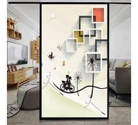 XQKXHZ Blackout Privacy Window Film Heat Blocking Static Cling Window Film Flower Decorative Removable Opaque Vinyl Glass Sticker for Home Office Bathroom,C2,50x120cm