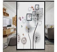 XQKXHZ Blackout Privacy Window Film Heat Blocking Static Cling Window Film Flower Decorative Removable Opaque Vinyl Glass Sticker for Home Office Bathroom,B2,50x90cm