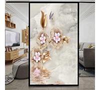 XQKXHZ Blackout Privacy Window Film Heat Blocking Static Cling Window Film Flower Decorative Removable Opaque Vinyl Glass Sticker for Home Office Bathroom,D1,40x90cm