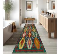 XQKXHZ Colorful Geometric Long Rugs for Hallway,Machine Washable Laundry Room Rugs,Vintage Low Pile Hall Rug,Kitchen Rugs Non Slip Runner Rug for Bedroom,Entryway,Kids Playroom,Classroom,40x350cm