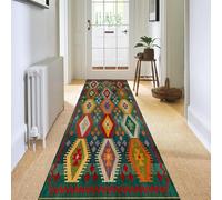 XQKXHZ Extra Long Runner Rugs for Hallway,Colorful Geometric Classroom Rugs,Machine Washable Low-Pile Kitchen Rugs Non Slip Western Hall Rug for Bedroom,Bedside,Entryway,Laundry Room,Lounge,35x197 in
