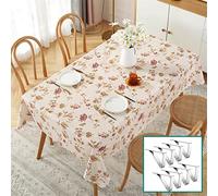XQKXHZ Rectangular Oilcloth Tablecloth Vintage Floral Tablecloth with Tablecloth Clips,Wipeable Waterproof PVC Table Cloth for Kitchen Picnic Party Camping Dining Table Decor,5,135x250cm