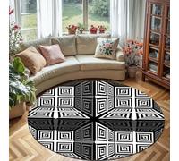 XQKXHZ Round Halloween Rugs Indoor Rugs for Entryway,3D Illusion Circular Non Slip Halloween Bathroom Rug,Washable Black & White Geometry Floor Carpet Rug for Living Room Bedroom Office,A,40cm
