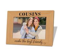 XQLSR Cousin Gift, Birthday Gift for Cousin, Cousins Make the Best Friends, Photo Gifts Wooden Picture Frame, Assemble 4 * 6 Inches Photo, Family Photo Frame Decor for Wall & Tabletop Display