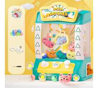 XQLY Claw Machine for Kids, Mini Vending Machines, Electronic Arcade Claw Game Machine with Lights Sound & 20 Mini Plush Toys 10 Twist Eggs, Birthday For Girls Boys (Green)