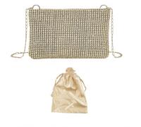 XQLY Gold Mini Crossbody Bag for Women, Clutch Chain Shoulder Bag | Bling Evening Bag with Detachable Chain, Crossbody Shoulder Handbag with Dust Bag for Wedding Bridal Prom Formal Events
