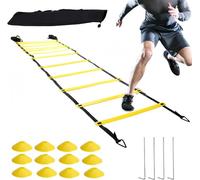 XQLY Speed Agility Training Kit Agility Ladder 12 Rungs with Carrying Bag 12 Cones, Improve Footwork and Athletic Performance Balance Training, Premium Set for Soccer Football Boxing
