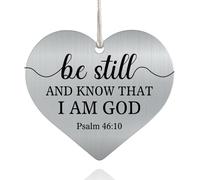 XQLZY Be Still and Know That I Am God Stainless Steel Love Rear View Mirror Car Charm, Faith Car Heart Charm Gifts for Believer Friend Family, Religious Vehicle Decorative Hanging Ornaments