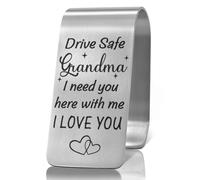 XQLZY Drive Safe Grandma I Need You Here with Me Engraved Stainless Steel Car Visor Clip, Inspirational Safe Driving Reminder Clip Gifts for Grandma, Travel Visor Car Accessories for Grandmother