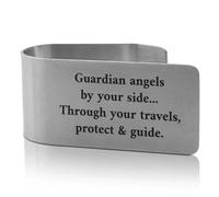 XQLZY Guardian Angels by Your Side Through Your Travels Protect Guide Engraved Stainless Steel Car Visor Clip, Travels Visors Car Accessories, Guardian Angel Visor Clip Gifts for Family Friend Driver