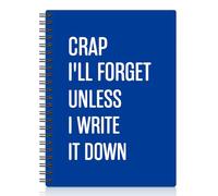 XQLZY I'll Forget Unless I Write It Down Funny Klein Blue Spiral Notebook, Resignation Retirement Promotion Gifts for Woman Coworker Boss Friend, Office Sarcastic Humor Present for Work Colleague