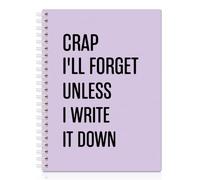 XQLZY I'll Forget Unless I Write It Down Funny Purple Spiral Notebook, Resignation Retirement Promotion Gifts for Woman Coworker Boss Friend, Office Sarcastic Humor Present for Work Colleague