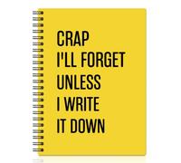 XQLZY I'll Forget Unless I Write It Down Funny Yellow Spiral Notebook, Resignation Retirement Promotion Gifts for Woman Coworker Boss Friend, Office Sarcastic Humor Present for Work Colleague