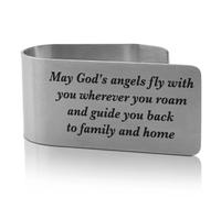 XQLZY May God's Angels Fly with You Engraved Stainless Steel Car Visor Clip, Travels Visors Car Accessories, Funny Guardian Angel Visor Clip Gifts for Family Friend Driver Women Men, God Prayer Gifts