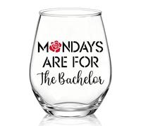 XQLZY Mondays Are for The Bachelor Stemless Wine Glass, Funny Bachelorette Wine Glass Gifts for Women Bachelor Mom Grandma Aunt BFF Sister, Christmas Birthday Thanksgiving Gifts for Women Bestie