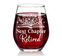XQLZY Next Chapter Retired Stemless Wine Glass, Funny Retirement Saying Wine Glass Gifts for Women Mom Aunt Grandma Sister BFF, Retired Life Retirement Cup Birthday Gifts for Women Friend Family
