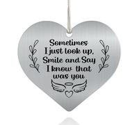 XQLZY Sometimes I Just Look Up Smile & Say I Know That was You Stainless Steel Love Rear View Mirror Car Charm, Remembrance Car Heart Charm Gifts for Believer, Bereavement Sympathy Gifts Loss