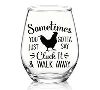 XQLZY Sometimes You Just Gotta Say Cluck It Stemless Wine Glass, Funny Farm Rooster Wine Glass Gifts for Women Mom Grandma Aunt BFF, Christmas Birthday Thanksgiving Gifts for Women Auntie Best Friend