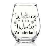 XQLZY Walking In A Winter Wonderland Stemless Wine Glass, Cute Snowflakes Wine Glass Gifts for Women Winter Lover Mom Grandma Aunt BFF, Christmas Birthday Thanksgiving Gifts for Women Auntie Bestie