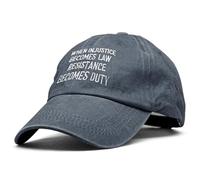 XQLZY When Injustice Becomes Law Resistance Becomes Duty Embroidery Adjustable Baseball Cap, Retro Cotton Hat for Men Women, Funny Cap Gifts for Social Justice, Baseball Hats for Political Protester