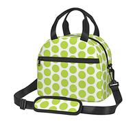 XqmarT White Lime Green Polka Dot Lunch Bag,Durable Insulated Lunch Box Tote Bag Reusable Cooler Bag with Shoulder Strap