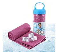 XQMMGO 100 x 30 cm Instant Cooling Towel for Neck & Face, Ice Cold Microfibre Sports Gym Towel with Portable Bottle, Breathable Sweat Bandana for Running, Yoga, Golf, Travel & Hot Weather (rose)