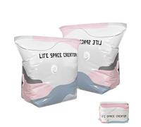 XQMMGO 2 Pack No Pump Vacuum Storage Bags, Large Cube Vacuum Pack Bags for Clothes and Duvets, Space Saver Compression Bags for Travel, Wardrobe and Under Bed Storage (70x50x30cm)