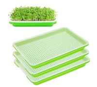 XQMMGO 3 Pack Seed Sprouting Trays 14x20cm, Compact Microgreens Growing Kit, Soil-Free 2-Tier Sprouter for Mung Beans, Alfalfa & Cat Grass, Kitchen Windowsill Garden