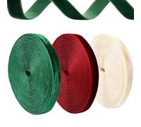 XQMMGO 3 Rolls Velvet Ribbon 1CM Elegant Red Green White Gift Ribbon, Festive Instead of Satin, Vintage Velvet For Christmas, Gift Wrapping Fabric