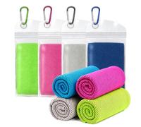 XQMMGO 4 Pack Cooling Towels for Neck and Face, 100x30cm Instant Ice Cold Microfibre Gym Towel for Sports, Workout, Cycling, Holiday Travel & Hot Flushes, Quick Dry Sweat Towel