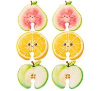 XQMMGO 6Pc Fruit Dishwashing Sponge, Non-Scratch Wood Pulp Kitchen Scrubber | 6-pack expanding wood pulp sponges, cute fruit shapes, non-scratch scrubber, rich foam, quick drying, safe for non-stick pans