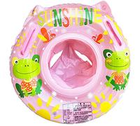 XQMMGO Baby Swimming Ring Float, Swimming Pool Bathing Accessories for Children, Toddlers and Infants, Inflatable Swimming Ring with Seat for Babies Ages 6-36 Months (Frog, Pink)