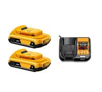 Xqscvqwfa 2PCS 20V 2Ah Lithium Battery with Charger Compatible for DeWalt Replaceable DCB184 DCB200 DCF892 DCF845 DCF850 DCF911 DCD800 DCD805 Tools Parts