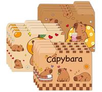 Xqumoi 12Pcs Capybara File Folders - Letter Size Cute Animal Decorative File Pockets with 1/3 Cut Tab Pretty Colored Folders for Office Home Classroom Supplies Documents Paper, 8.9 x 11.6 Inch