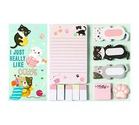 Xqumoi I Just Really Like Cat Sticky Notes Set, 550 Sheets, Cute Cat and Paw Shaped Self-Stick Notes Pads Animal Divider Tabs Bundle Writing Memo Pads Page Marker School Office Supplies Small Gift