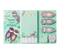 Xqumoi I Just Really Like Otters Sticky Notes Set, 550 Sheets, Cute Cartoon Otters Self-Stick Notes Pads Sea Animal Divider Tabs Bundle Writing Memo Pads Back to School Office Supplies Small Gift