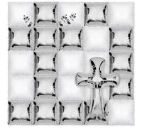 Xqumoi Religious Square Foil Balloons Wall Backdrop - 36pcs God Bless Baptism Wall Backdrop Balloon Garland Kit, Silver Cross & Eucalyptus Decor for First Communion Baby Christening (Silver)