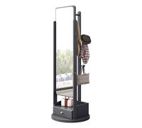 XQYYLVY Modern Full Body Mirror Floor Standing Coat Rack With Mirror, 2 In 1 Full Length Mirror with Drawer for Bedroom Dressing Room Office