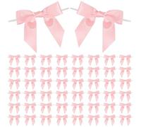 Xqzbmt 50pcs Self Adhesive Ribbon Bows Pink 9cm Width Silk Satin Ribbon Bows Suitable for Gift Wrapping & Craft Projects Birthday, Wedding,Christmas Decorations