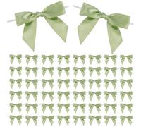Xqzbmt 50pcs Self Adhesive Ribbon Bows Sage Green 9cm Width Silk Satin Ribbon Bows Suitable for Gift Wrapping & Craft Projects Birthday, Wedding,Christmas Decorations