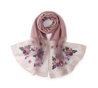 Xqzbmt Silk Scarf for Women, Silk Embroidered Lightweight Scarves & Wraps Elegant Pashmina Shawl for Daily Weddings Formal Occasions (lilac)